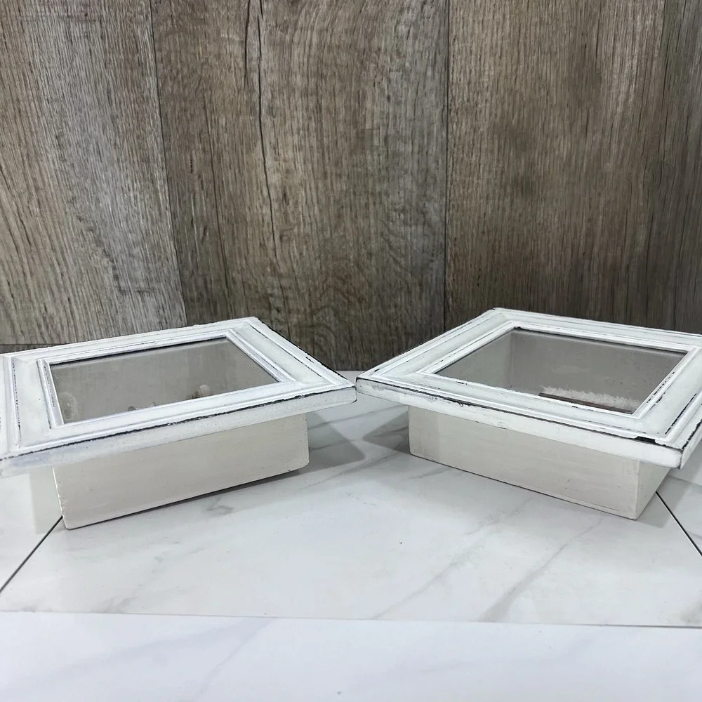 Set of 2 Vintage Wooden Whitewashed 3D Home Décor Bathtub Bathroom Dioramas 6.5